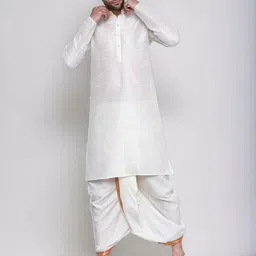 rameshwaram fabrics Cotton Silk Kurta for men with Dhoti Style Pyjama Set image 2