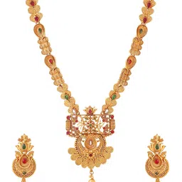 yellow chimes Jewellery Set For Women | Golden Necklace Set for Women | Traditional Long Gold Plated Jewellery Set for Girls | Birthday Gift for Girls & Women Anniversary Gift for Wife image 1