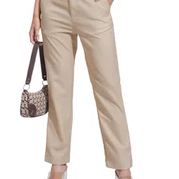 tokyo talkies Women's Straight Fit Regular Trousers | Stretchable Trousers| Mid-Rise image 1