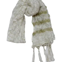 krypmax Men's Silk Gold Crush Sherwani Dupatta Stole Chunni (White, 2.3 Metre Length) image 1