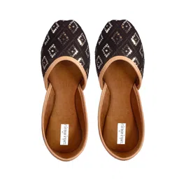 miraya impex Women's Punjabi Ethnic Black Sequence Jutti | Mojari -BV image 1