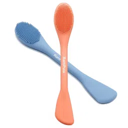 rampula Silicone Face Mask Brush Flexible Facial Mud Mask Applicator Brush Face Mask Spatula Hairless Moisturizers Applicator Tools for Mud,Clay,Body Lotions,Charcoal Mixed Mask (Orange+Dark Blue) image 1