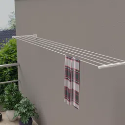 riomax Powder Coated Metal Cloth Drying Stand Foldable for Wall Mounted/Mounting Clothes Drying Stand/Cloth Drying Racks for Bathroom/Balcony/Indoor/Outdoor with 50 Feet Rope (Pack of 1, Ivory) image 4