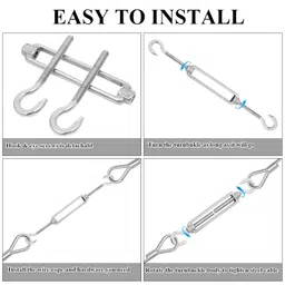 ABuff 10pcs Turnbuckles M6 Turnbuckle Hook and Hook, Anti-Rust Turn Buckles, Stainless Steel Turnbuckle, Heavy Duty Hook to Hook Turnbuckle, 304 Hardware Turn Buckles for Sun Shade Sail, Silver image 4