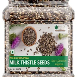 Bliss of Earth 500gm Milk Thistle Seeds Organic Super Food Great for Guts Health & Boost Immunity (Pack of 1) image 1
