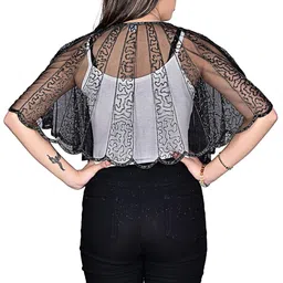 Women's Net Poncho Trendy Net Capes Poncho And Shrug For Girls Full Embroidery image 4