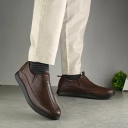 blue leather by centrino Genuine Leather Men's Slip On| Moccasins Non-Slip|Loafer Comfy Lightweight |Round Toe Slip-On Shoes |Trendy Non Lace-Up Design | Stylish with Soft Cushioned Insole (3954) image 2