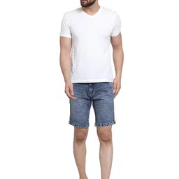 ben martin Men's Regular Fit Side Stripe Stretchable Denim Shorts image 5