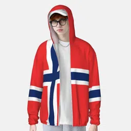 parknotes Flag of Norway Summer Sun Protection Hoodie Jackets, Long Sleeve Sun Shirt Zip Front Rash Guard Sunblock Jacket image 3