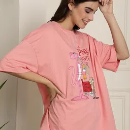 fabflee Pure Cotton Oversized Baggy Fit Drop Shoulder Latest Aesthetic & Cool Graphic Printed Half Sleeve Tshirt for Women |Trendy Tees |Casual Loose Korean T-Shirt for Women image 4