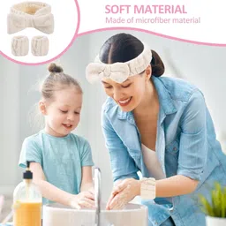 arj Women 3 Pcs Headband And Wristband Set, Microfiber Wrist, Wrist Wash Bands, Skincare Headbands Makeup Headband With Wrist Band, Facial Headband Face Wash Wristbands For Washing Face image 5