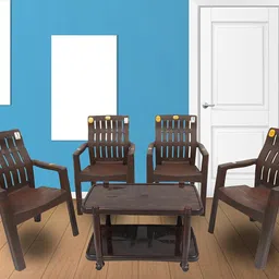 ANMOL Moulded Dinning Set 4 Ortho Chairs and 1 Table Heavy Duty (Weight Bearing Capacity 200 kg) for Home Office Balcony Garden resturant image 1