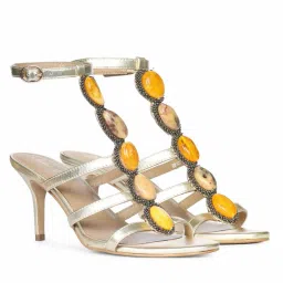 Saint G Multi Stone Metallic Gold Leather Stiletto Hels image 1