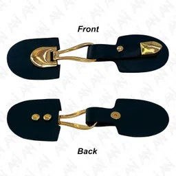 ani accessories Metal Pu Leather Clasp Buckle | Brown Poncho Clasp Pin with Gold Knot Claps | Snap Toggle for Poncho Cape Cardigan Wrap for Shawl | Jackets | Coat Duffle Handmade Sewing | 2Pcs image 2