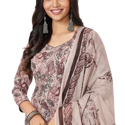 miraan Unstitched Printed Cotton Salwar Suit Material For Women (BAND2915, Grey, Free Size) image 3