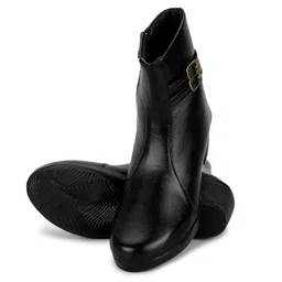 snasta black heeled boots for women image 5