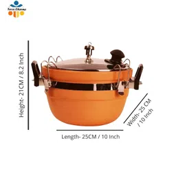 terra charms Premium Clay Cooker | Eartenware | Handcrafted Clay Cooker- Authentic Flavors and Perfect Cooking 3 Ltr Pressure Cooker image 3