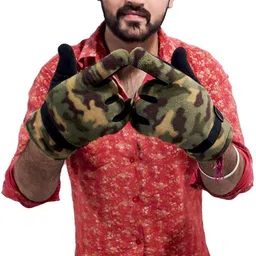 malvina Military Design Snow Proof Winter Protective Warm Gloves For Boys And Girls Hand Gloves For Men (Pack of 01) image 2