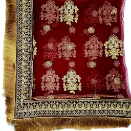 asha chunri house asha chunri houseMAROON BRIDAL DUPATTA WITH BORDER AND ALL SIDES JHALAR 2.05 MTR image 2