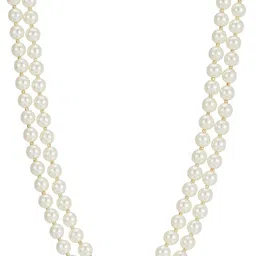 estele 24kt Gold Plated Double Line White Pearls Necklace for Women with Gold Beads image 1