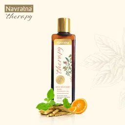 Navratna Therapy Ayurvedic Body Massage Oil | With Ashwagandha & Orange Oil for Stress Relief & Rejuvenation | Aromatherapy Oil for relieving fatigue | Mood Uplifting | Relaxing Massage Oil for Full Body | For Women & Men, 100ml image 3