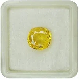 todani jems ? 7.25 Ratti Cultured Yellow Sapphire Pukhraj Certified Precious Loose Gemstone for Men's and Women's image 2