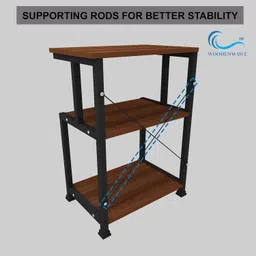 WOODENWAWE Multi-Purpose Side Table, Coffee Table, Plant Stand, End Table, Computer Office with 3 Tier Printer Stand, Mobile Desk Organizer Shelves, Table Top Color-Brown, Size-55x35x74CM(WW-3P) image 5