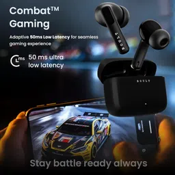 Boult Z60 Truly Wireless in Ear Earbuds with 60H Playtime, Zen™ ENC Mic, 50ms Low Latency, 13mm Bass Drivers, Type-C Fast Charging, Made in India, BT V5.3, Touch Control, IPX5 Ear Buds (Raven Black) image 5