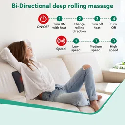 AGARO Deluxe Shiatsu Neck & back cushion Massager with 4 Rollers & Lukewarm Heat, Corded Electric for Body Massage, Grey image 2