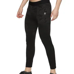 domin8 Slim Fit Tights for Men | Full Length Bottom Leggings for Boys | Best for Gym, Yoga & Training | Black image 1