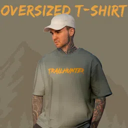 wanderlooms Men's Cotton Oversized T-Shirt Regular Fit Round Neck Half Sleeve Drop Shoulder Tshirt Screen Printed Loose Fit Baggy Oversize Tshirt image 2