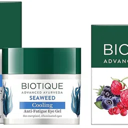 Biotique Bio Seaweed Revitalizing Anti Fatigue Eye Gel, 15G & Oily Bio Berry Plumping Lip Balm Smoothes & Swells Lips, 12G, Count 2 image 1