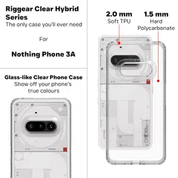 RIGGEAR Shockproof Clear Hybrid Armor Back Cover Case for Nothing Phone 3a (Clear PC+ Transparent TPU Bumper) image 4