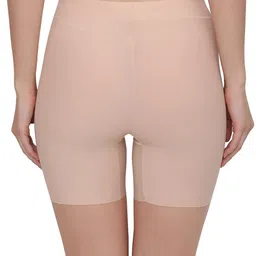 plumbury Women's Seamless Ice Silk Slip Shorts/Cycling Shorts/Under Skirt Shorts, Black/Beige, Size XL-XXL image 2