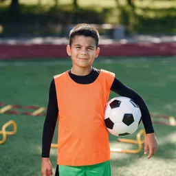 Sintege 12 Pcs Soccer Pinnies Basketball Jersey Team Practice Vests Nylon Mesh Scrimmage for Youth Kids Sports Football, Orange, Small image 5