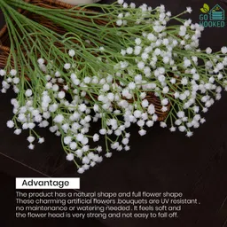 Go Hooked Artificial Flowers | 5Pcs Baby Breath Flowers | White Gypsophila Babies Breath Real Touch Flowers for Wedding Bouquet Floral Arrangement Party (Without Vase) image 5