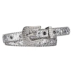 calandis ™ Rhinestone Belts Western Bling Studded PU Leather Belt Silver | Belts | Womens Accessories image 1