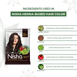 Nisha Natural Henna Powder For Hair Colour, 2.0 Original Black Hair Color, Herbal Conditioning Hair Dye for Silky & Shiny Soft Hair Colour for Men & Women image 5