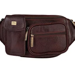 brand leather Genuine Leather Stylish Waist Bag Elegant Style Travel Pouch Passport Holder with Adjustable Strap (Brown) image 4