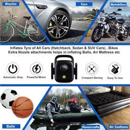 Probus Heavy Duty 150 Psi 4 Cylinders Compact Digital Tyre Inflator Smart Auto Off Air Compressor for Car, Black image 4