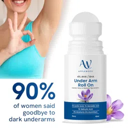 Applewood 4% Aha Bha Underarm Roll On 40ml | 2% Lactic Acid, 1% Mandelic Acid, 1% Salicylic Acid | Controls Odour & Reduces Pigmentation | 0% Alcohol & 0% Aluminium | Flora Fragrance (Pack of 1) image 2