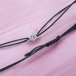 lbv 925 Sterling Silver Rhodium Plated Single Stone in Black Single Thread Anklet for Women and Girls Free Size Adjustable And Comfortable… image 3