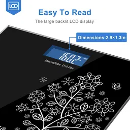 urm URM® Digital Bathroom Weighing Scale with LCD Panel & Thick Tempered Glass, Electronic Weight Machine for Human Body image 2