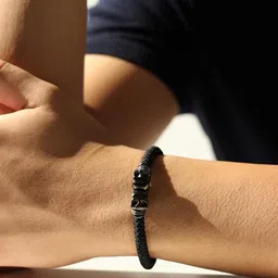 extreme Skull Crusher Bracelet | Aerograde Stainless Steel | Handwoven Cotton Rope | Bracelet for Men image 4