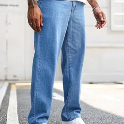 avanova Men's Blue Denim Cotton Oversized Loose Baggy Relaxed Fit Wide-Leg Roomy Jeans Pants for Men (Jeans 167) image 4