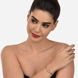 zaveri pearls Set of 2 Rose Gold Cubic Zirconia Contemporary Brass Kada Bracelets For Women-ZPFK13376 image 3