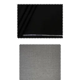 raymond Polyviscose Trouser- 100% Cotton Shirt Fabric Combo Box (Unstitched, All Weather Fabric, (GREY PANT +BLACK SHIRT) image 1