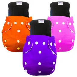 Babymoon Free Size Reusable 3 Cloth Diaper with 3 Grey Insert - Pack of 6 image 1