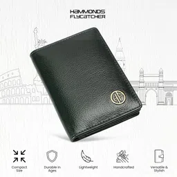 hammonds flycatcher Genuine Leather Card Holder Wallet for Man & Women, RFID Protected ATM/Credit Card Holder Wallet for Men with 4 Slots(Fits Upto 8 Cards), Gift for Men - Green image 3