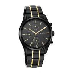 titan Black and Gold Gray Dial Analog Stainless Steel Strap Watch for Men-NS1805KM03/NT1805KM03 image 2